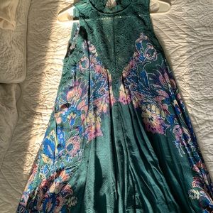 Free People Marsha Teal Green Lace Slip Dress